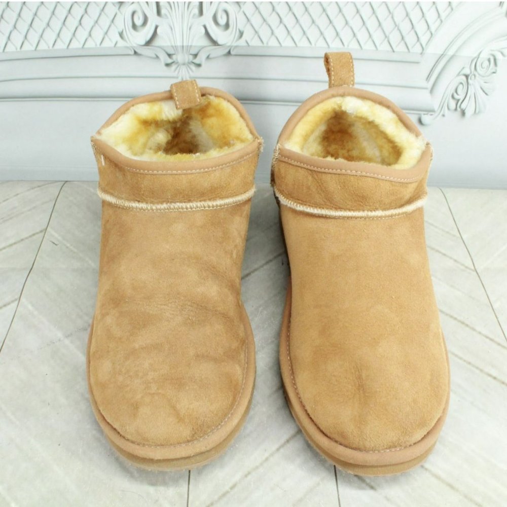 LL Bean Brown Suede Wicked Good Shearling Lined Slipper Ankle Boot Size 8 M - Picture 5 of 9